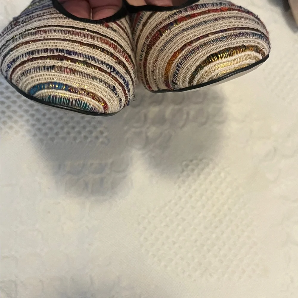 Tuckernuck Women’s Multicolor Nina Tweed Neutral Woven Striped Ballet Flats 7